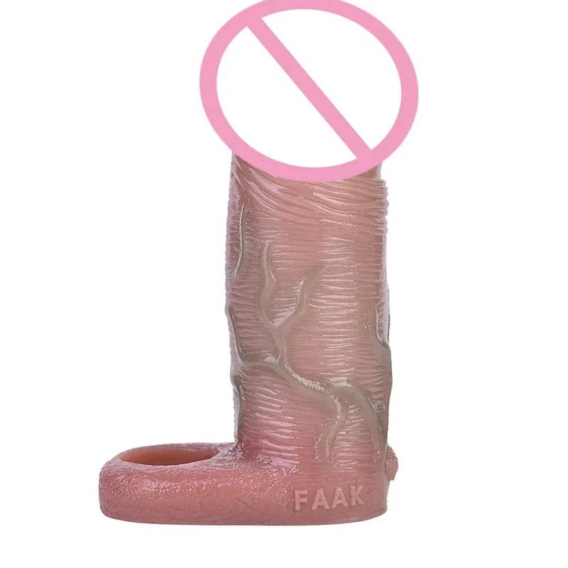 Realistic Penis Sleeve Cock Sleeve with Cock Ring,Penis Extender, Soft Silicone Penis Enlarger for Enlarge Prolong Pleasure