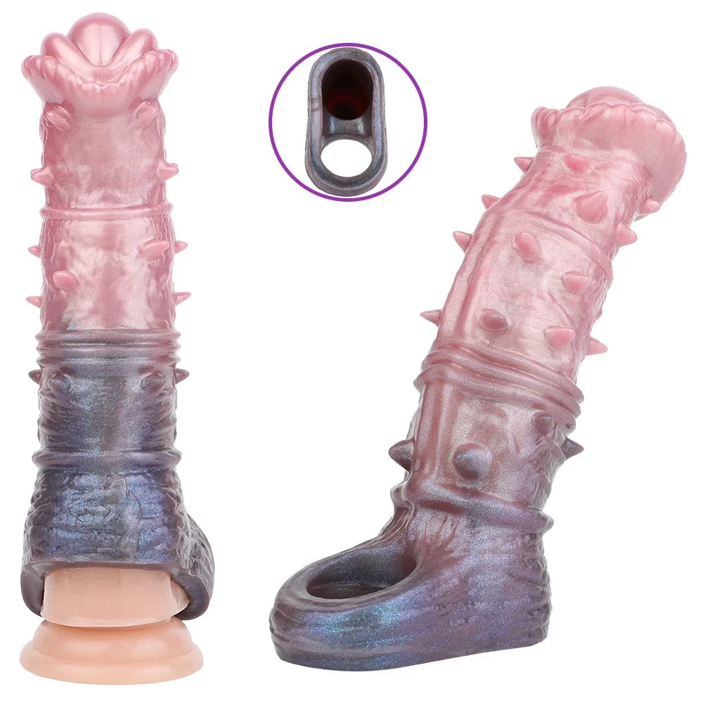 Penis Enlargement Sleeve Wolf-hair Horse Penis Fantasy Monster Silicone Male Penis Extender Sleeve Couple Sex Toy