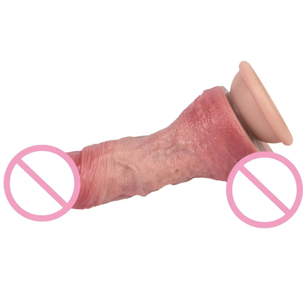 Experience a Realistic and Silicone Dildo Double-layer Craft Design with Suction Cups at the Bottom of the Adult Toys