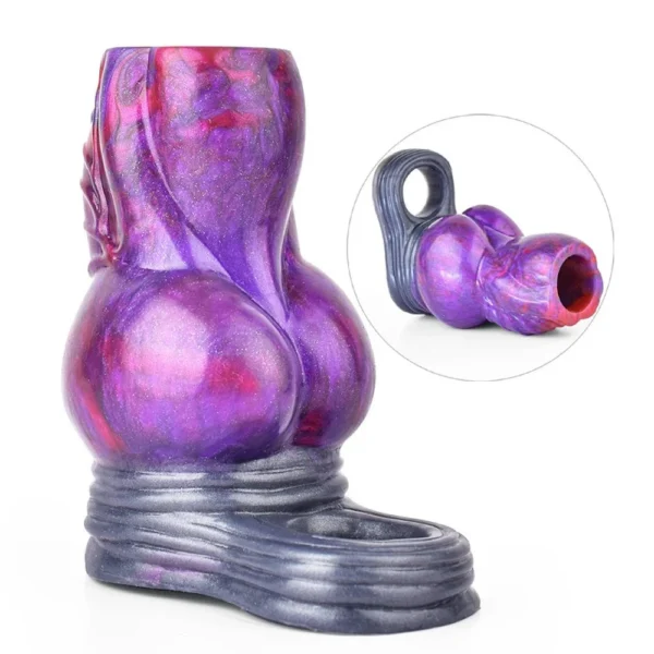Male Silicone Dog Knot Soft Penis Condom Hollow Sex Toy for Men
