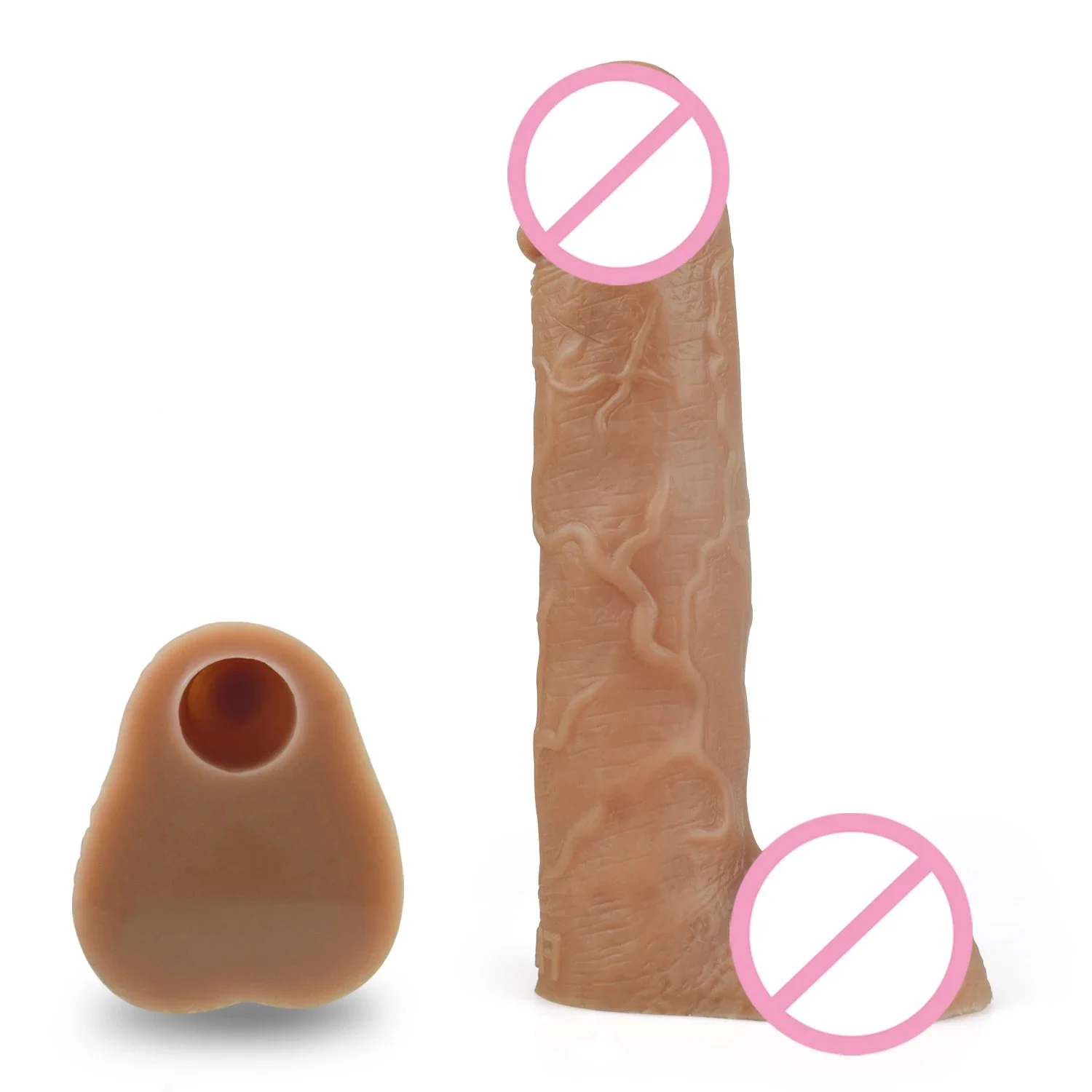 Realistic Soft Silicone Hollow Increase Simulation Penis Soft Penis Sleeves With Belt Strap-On Sex Toys for Man Women