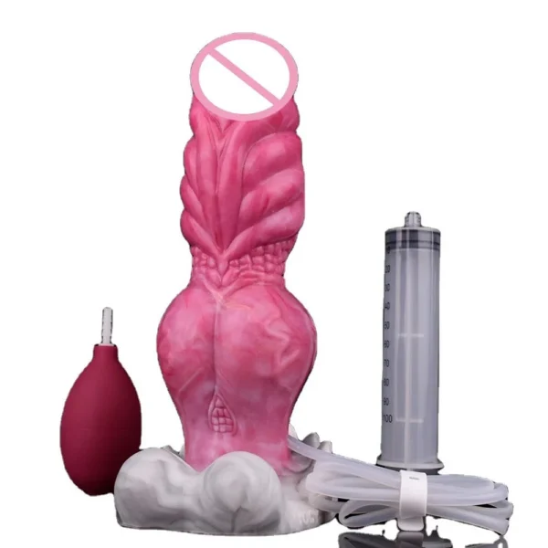 22.8cm Length Huge Animal Squirting Dildo Realistic Ejaculating Penis Liquid Silicone Sex Toy for Women