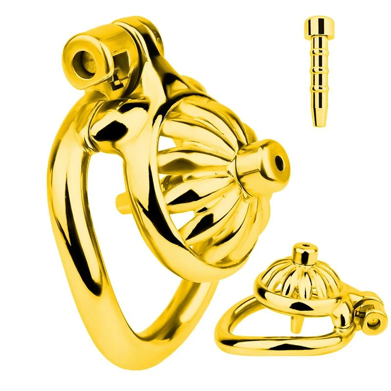 Metal Catheter Urethral Tube and PU Belt Tiny Metal Sunflower Chastity Cage,sissy Chastity Cage Couples Bondage Sex Toys