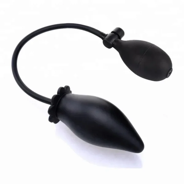 Unisex Tail Butt Plug Black Mini Size Inflation Anal Plug for Gay Anus Extension