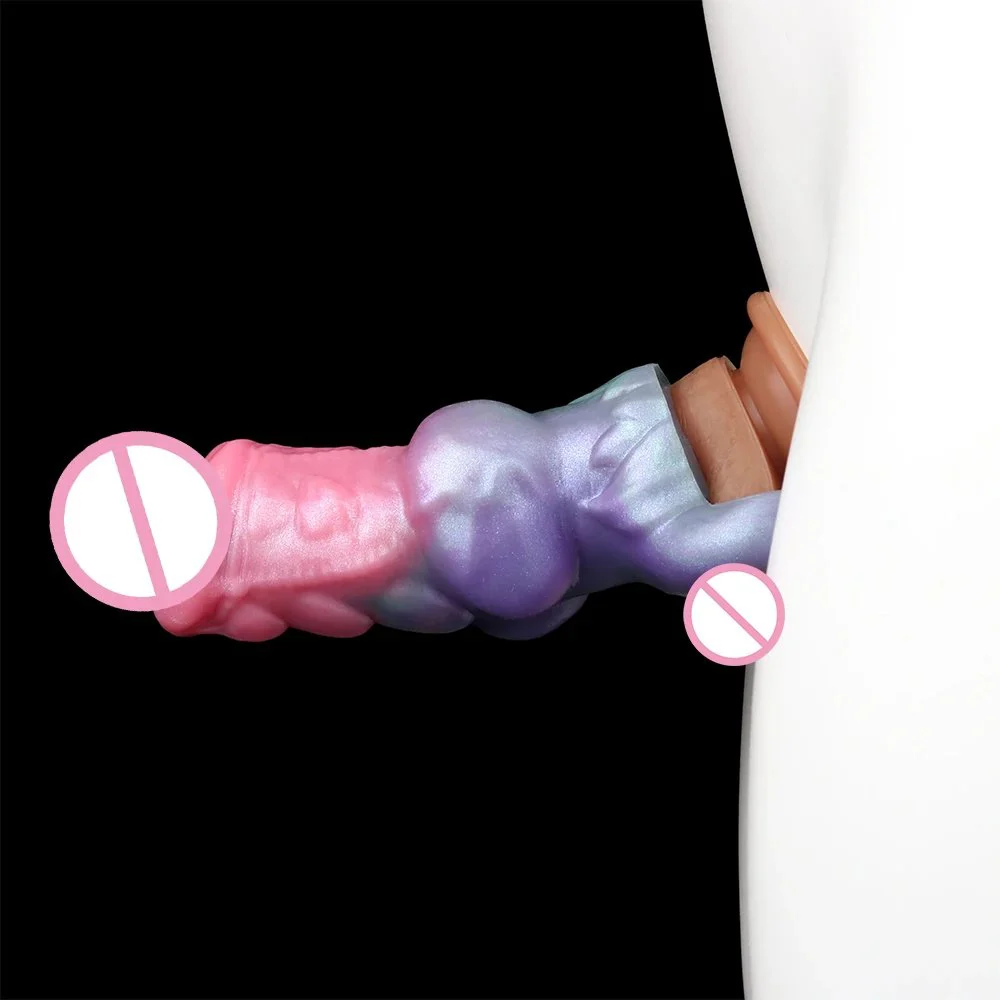 Reusable Soft Galactic Charm Penis Sleeve with Extender and Enlarger Enhancing Erection Dildo Sleeve for Men Cock Bondage