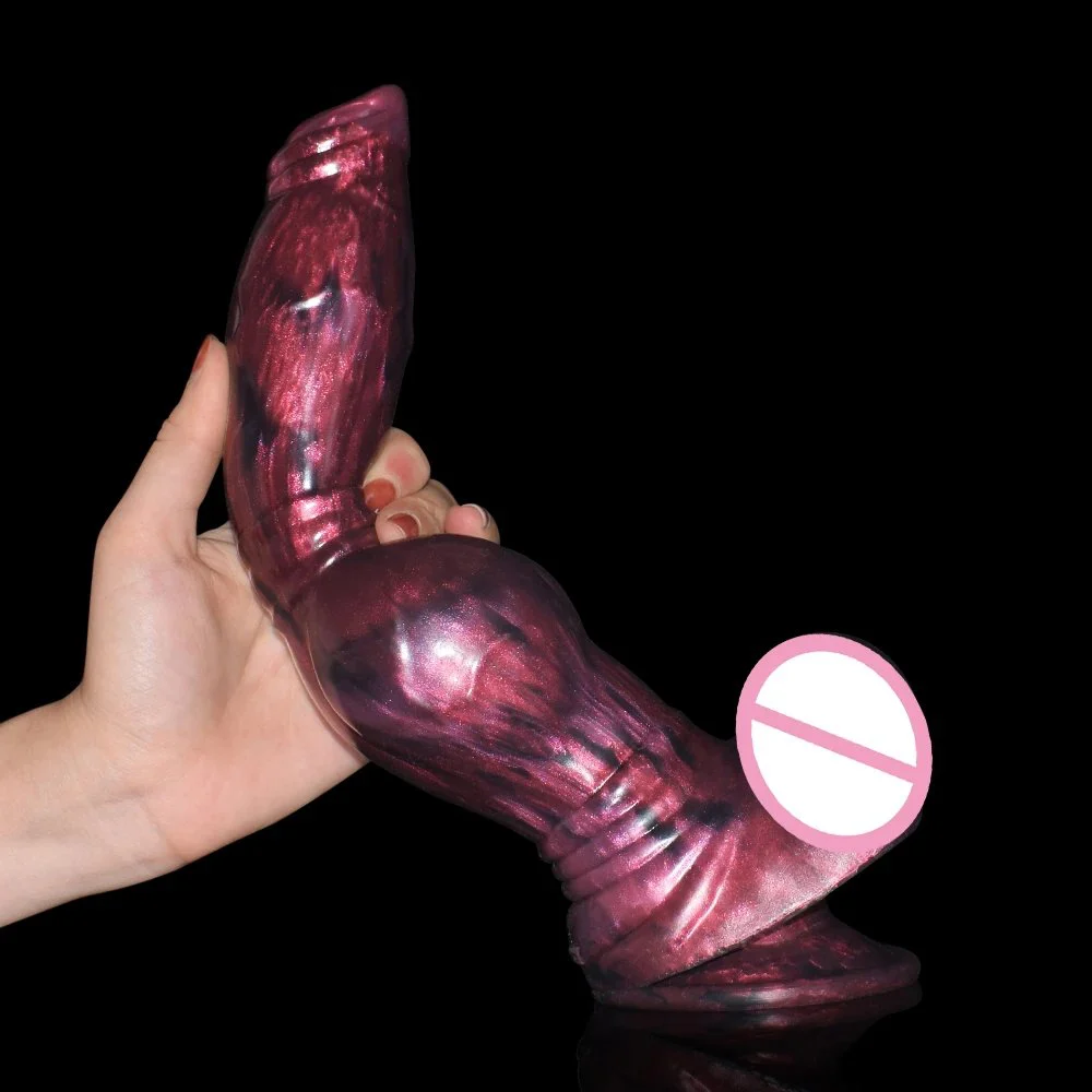26.3cm Large Silicone Dildo Animal Dog Knot Cock Penis Double Ball Vagina Anal Plug Women Sex Toys