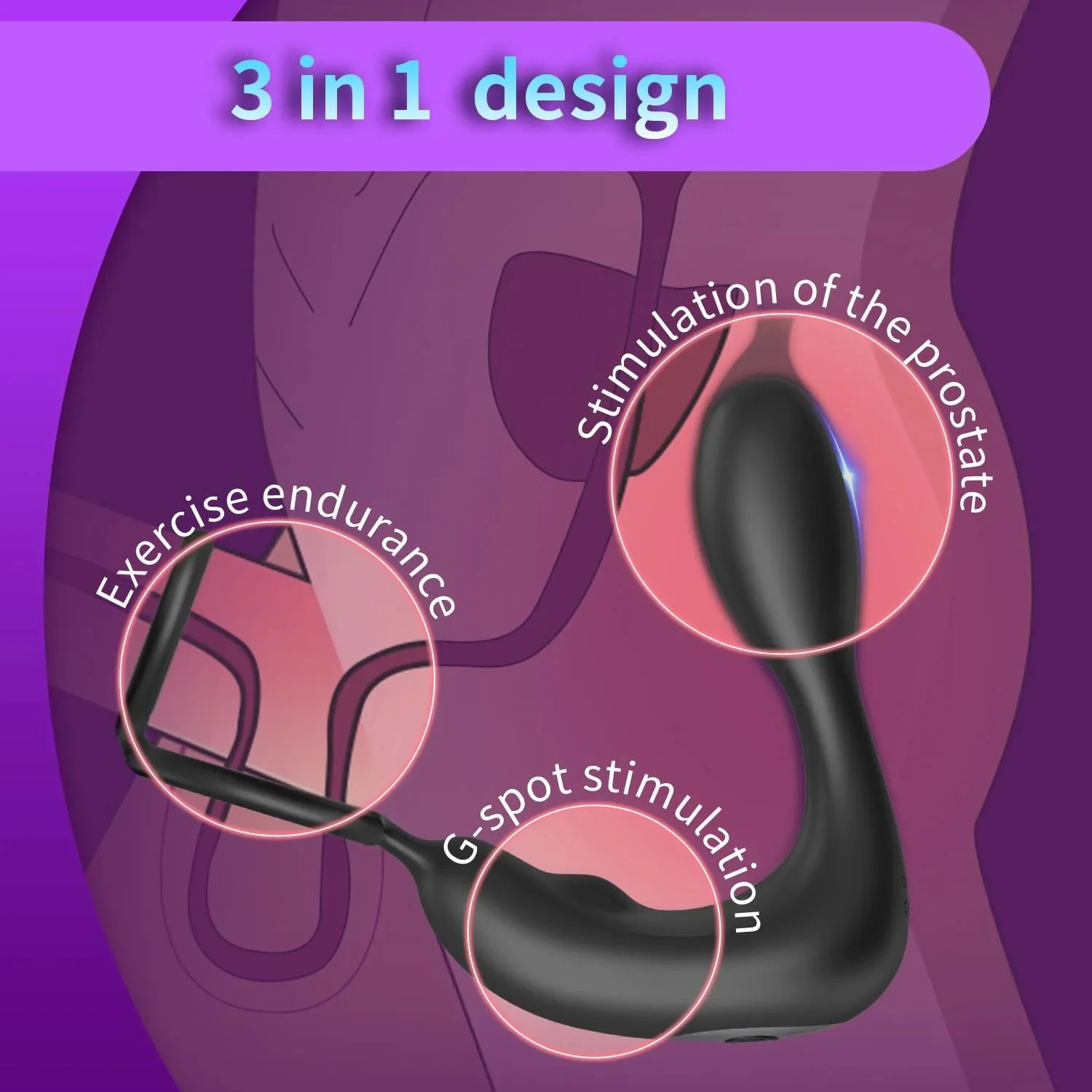 Wireless Remote Control Double Ring Lock Semen Prostate Press Anal Plug Vibrating Butt Plug Anal Vibrator for Men Women Sex Toys