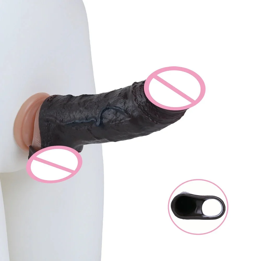 Obsidian-Colored Silicone Penis Sleeve Effectively Prolongs Stimulation and Doubles Pleasure Male Penis Enhancement Sleeve