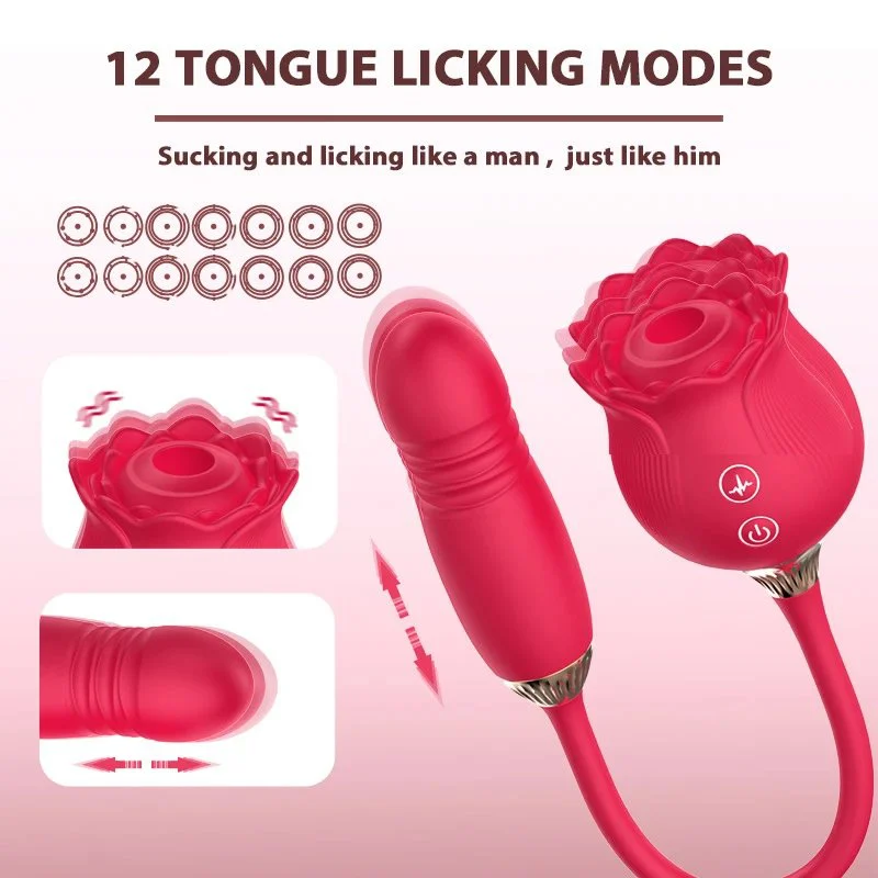 Adult Toys 12 Modes Clitoral Stimulator Tongue Licking Rose Sucking Vibrator for Women