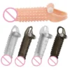 Men Cock Enlarger Reusable Realistic Vibrating Penis Condom Extension Sex Usage