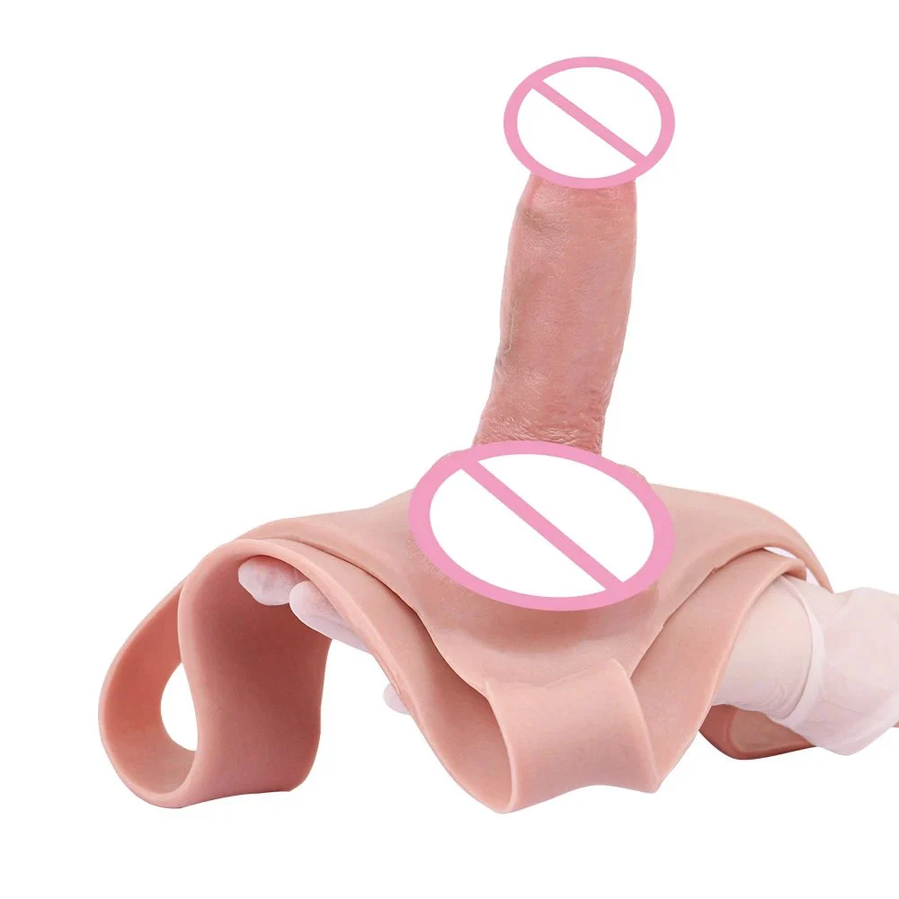 Hollow Penis Sleeve Enlargement Toys Panty Briefs Reusable Condom for Men