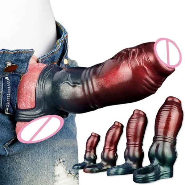 Penis Sleeve, Fantasy Penis Enlarger with Silicone Cock Ring ,Penis Sheath Soft Penis Girth Sleeve Sex Toys for Men Couples