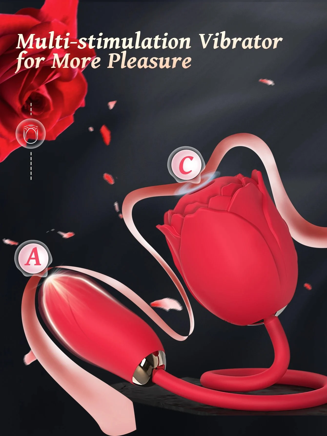 Adult Rose Shape Double Ended Bullet for Egg Vibrator Nipple Sucking Vibrating Masturbator Premium Sex Toy for