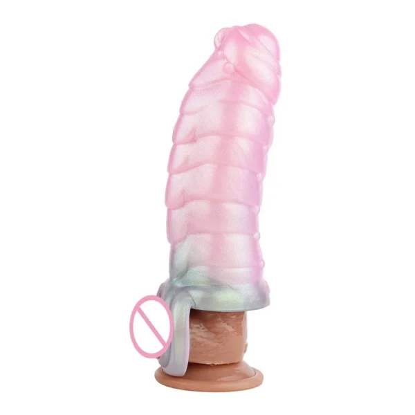 Penis Closed-End Sleeve Fantasy Polarized JiuLing Series Jia Long Soft Silicone Penis Enlargement Condoms Sex Products