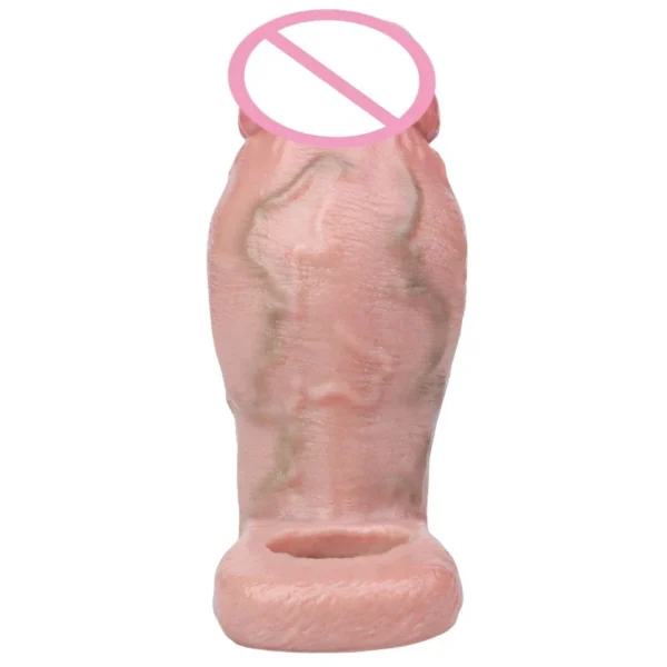 Realistic Silicone Hollow Penis Sleeve Enlargement Thick Soft Silicone Cock Ring Sleeve Penis Enlargement Adult Toy for Man