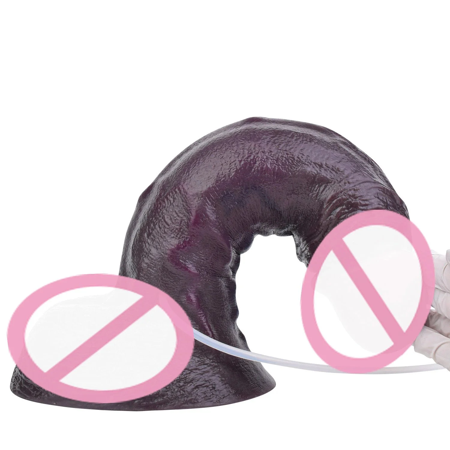 12.36 Inch Realistic Black Dildo with Squirting Function Dual Density Silicone Soft Touch Strong Suction Cup Adult Toy