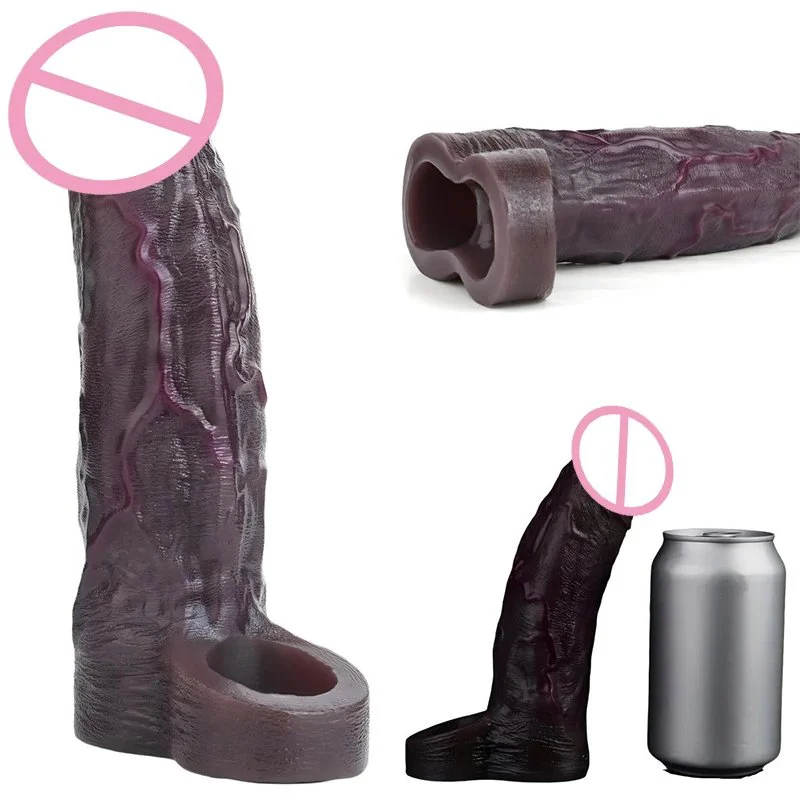 Realistic Foreskin Head Penis Sleeve Male Delay Ejaculation Sex Toy Close Head G-Spot Stimulator Dick Extender for Couple
