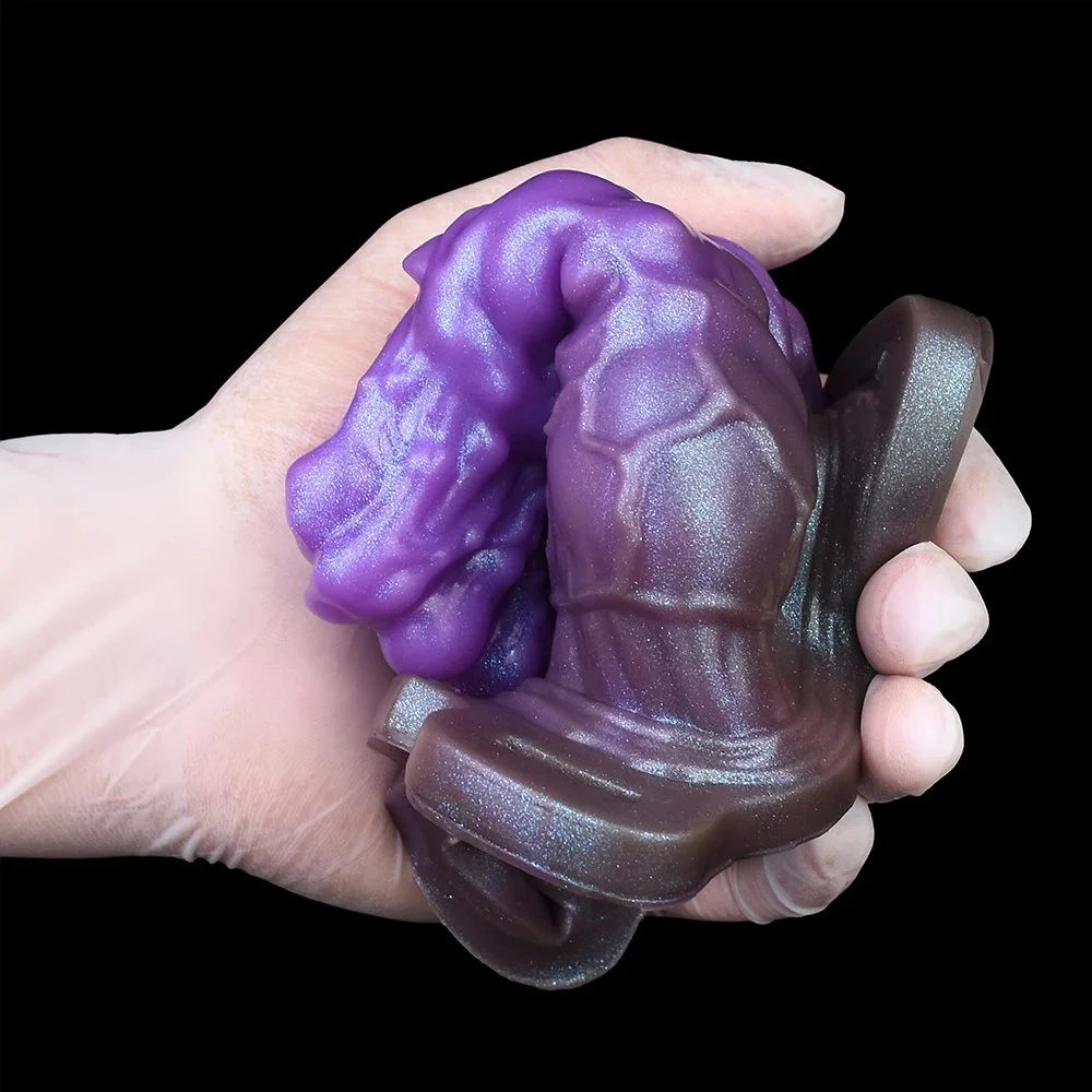 Purple Amber Sheath Silicone Penis Sleeve with Monster Style Enlarger Cock Sleeve Sex Toys for Men Sex Game