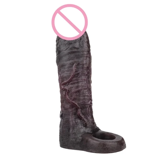 Real Veins Super Soft Penis Sleeve Close Head Realistic Hollow Dildo With Cock Ring Delay Ejaculation Sex Toy for Adult Men