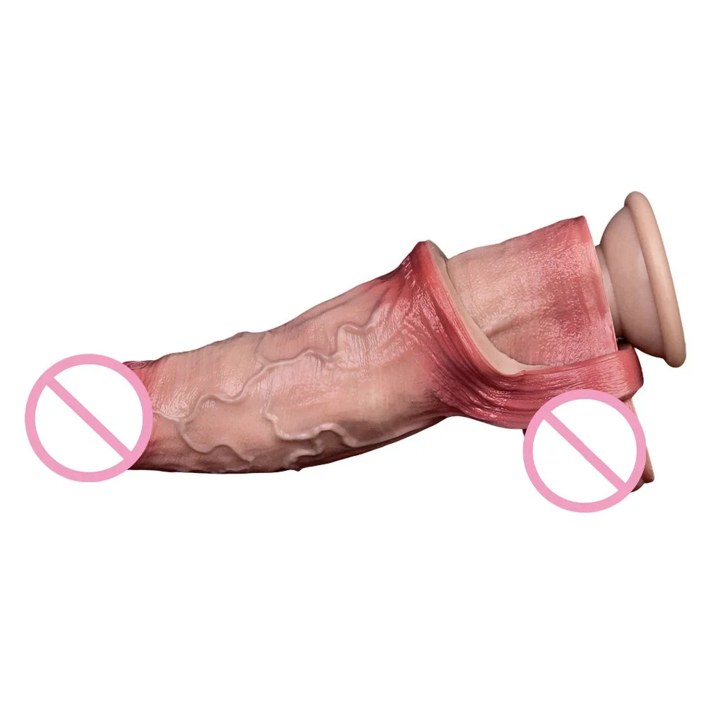 Latest Male Vibrator Penis Sleeve Realistic Penis Enlarger Thicken Cock Ring Sleeve Penis Extender Dildo Adult Sex Toys for Men