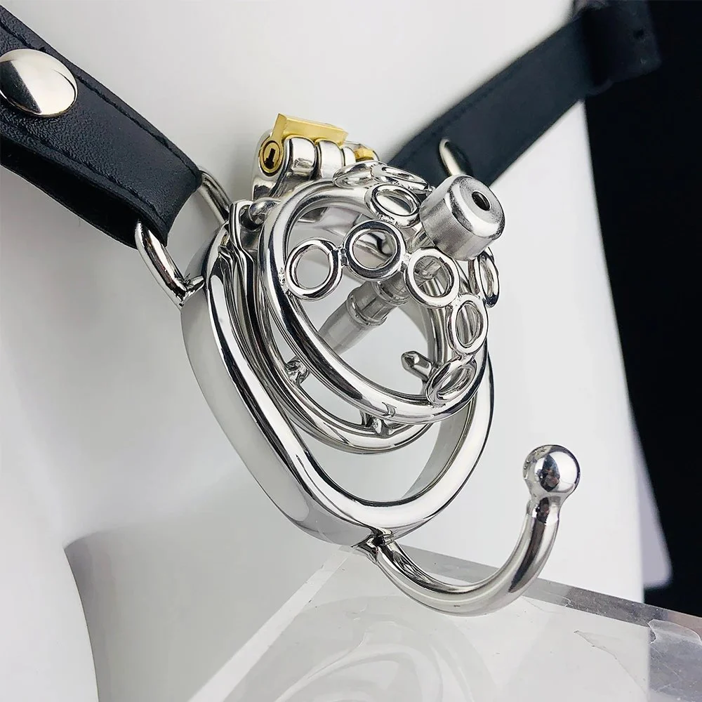 Round or Curved Ring and Belt Spiked Cock Cages Cock Cage Male Chastity Devices SM Products