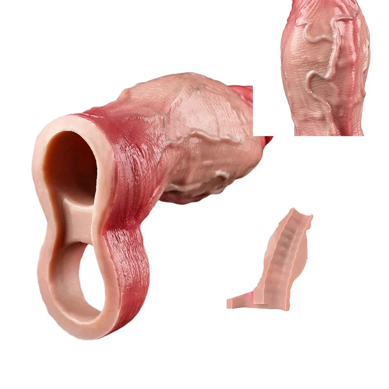 Realistic Liquid Silicone 6''Penis Sleeve Reusable Cock Extender for Men Penis Sleeve Enlarger Set Delay Ejaculation Sex Toy