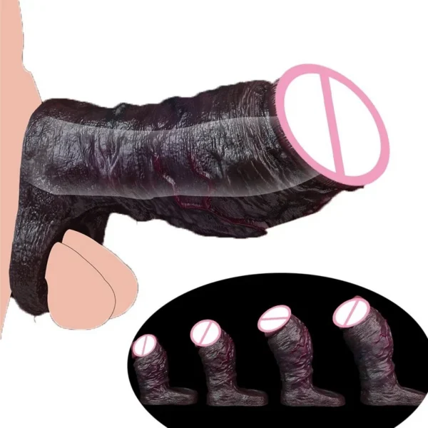 Realistic Soft Silicone Cock Sheath with Cock Ring,Girth Enhancer for Couples,6.53''Girth Thick Realistic Penis Sleeve