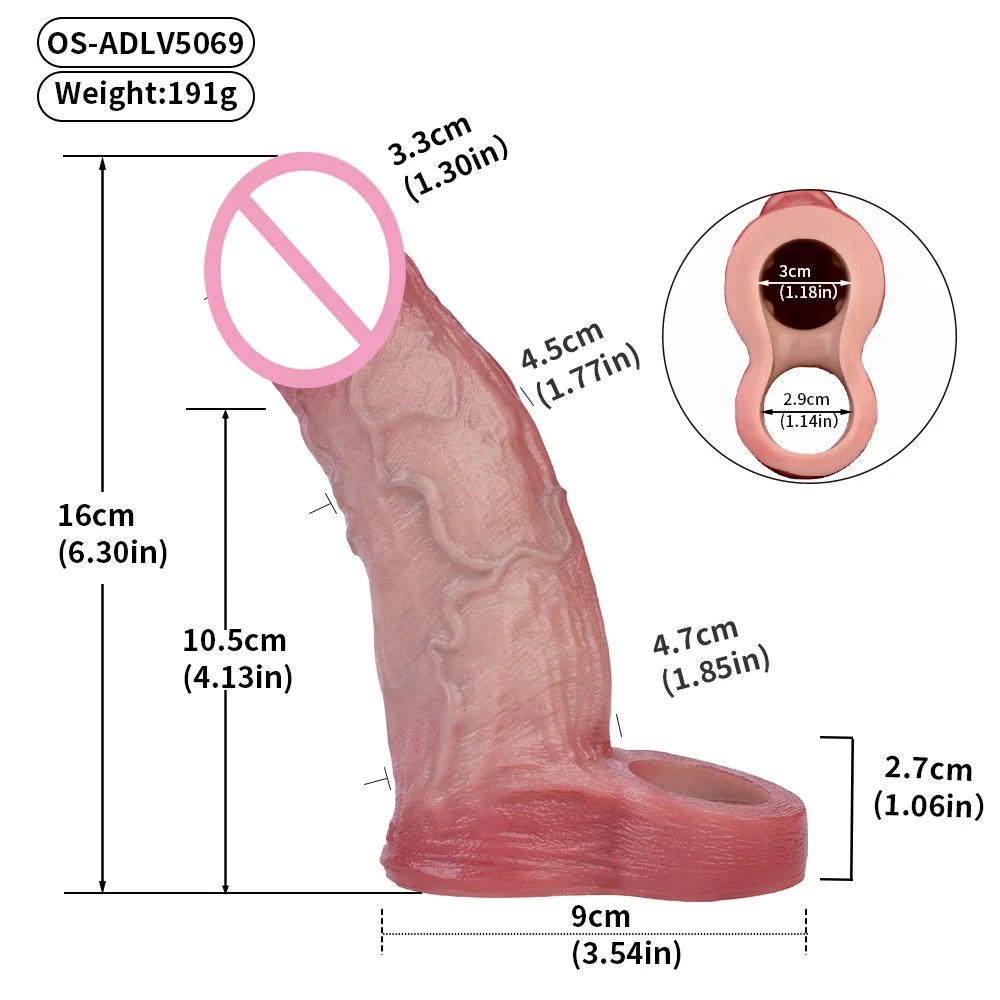 New High Quality Simulation Vibrating Male Penis Extender Easy to Wear Vibrating Dildo Sleeve Silicone Material