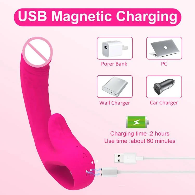 Clitoris Sucking Simulator 2 in 1 Dildo Vibrator Tongue Licking Vibrator for Female Masturbation