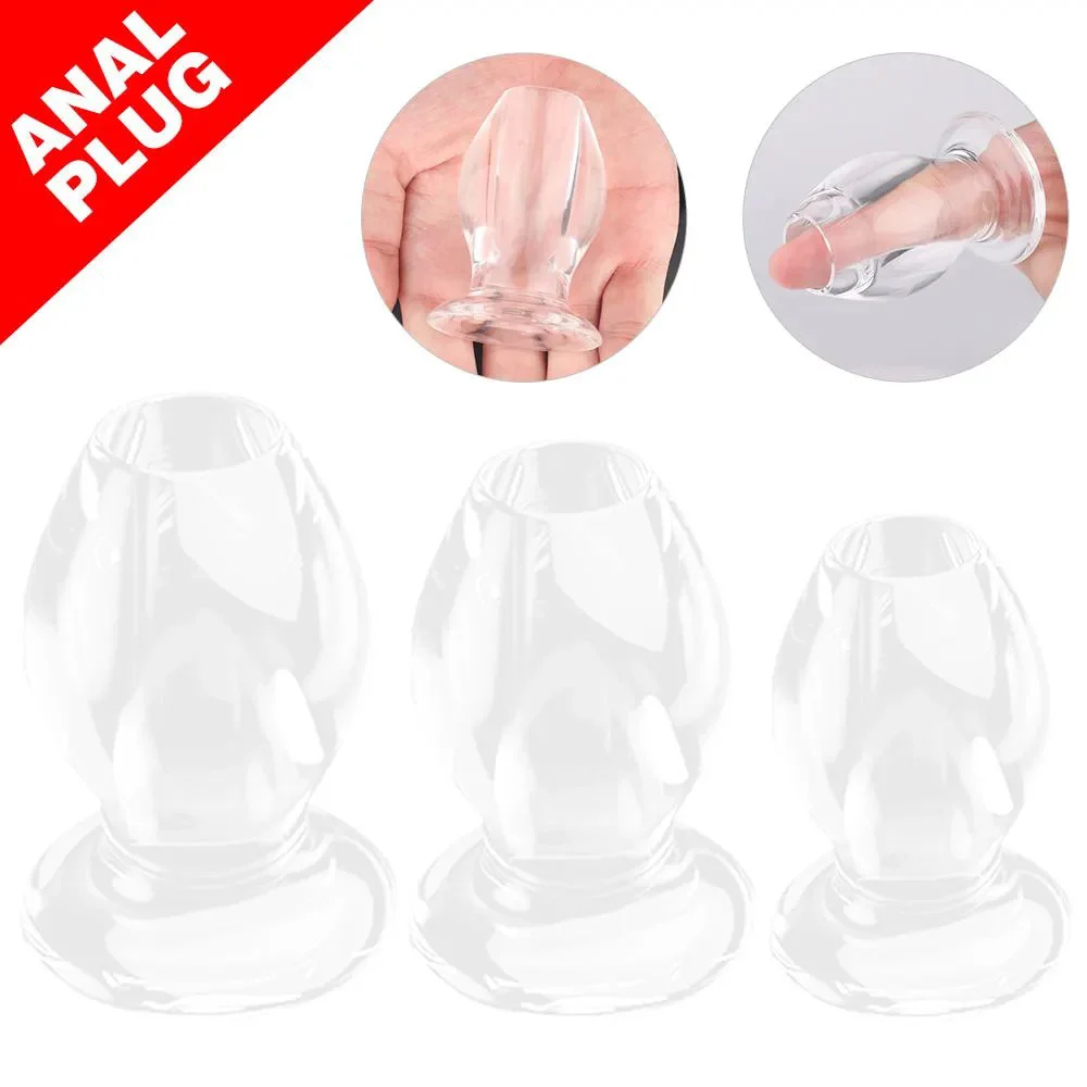 Transparent Pink Silicone Adult Anal Plug Vibrator Inflatable Butt Plug Sex Toys