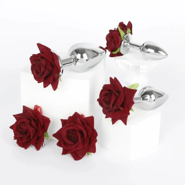 Adult Sex Rose Small Anal Plug Milk Clip Set Supplies Props Training Punishment