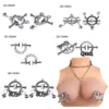 5 Style Bondage Collar Nipple Clamp Set,Non-Piercing Metal Nipple Clips Nipple Clamps Breast Clip Leather Collar