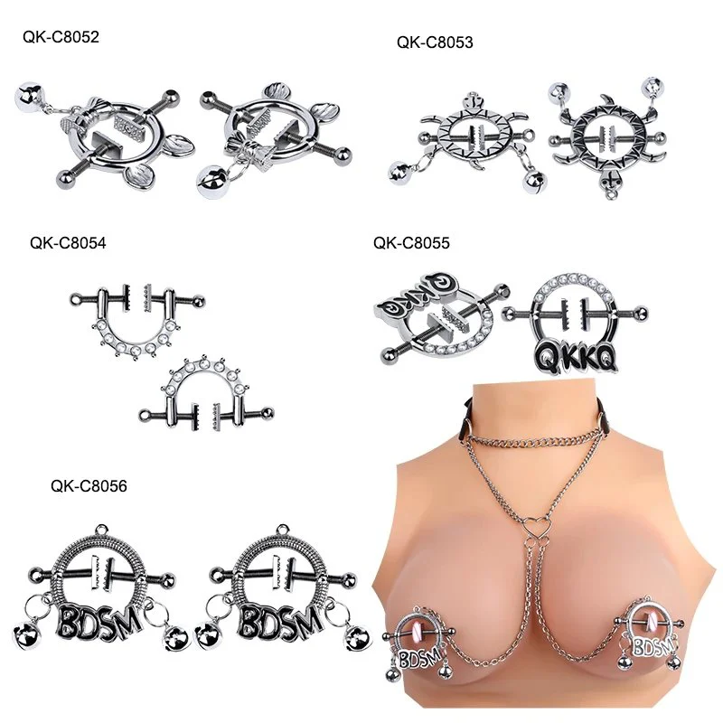 5 Style Bondage Collar Nipple Clamp Set,Non-Piercing Metal Nipple Clips Nipple Clamps Breast Clip Leather Collar