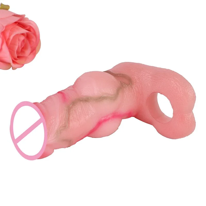 Sleeve Penis Extender, Extender for Enlargement,Cuff Dildo with Testicle Ring Ring for Time Extension,big Knot Penis Sleeve
