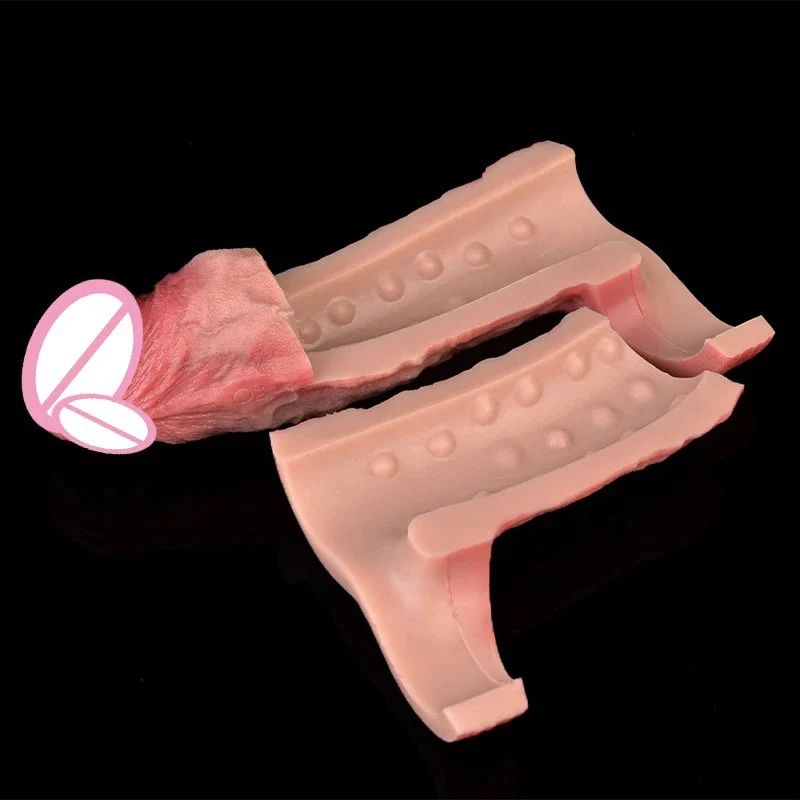New Silicone Realistic Skin Color Male Penis Extender Effective Penis Size Enlargement Vibrating Dildo Cover for Men