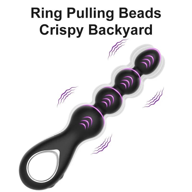 Electric Remote Control Two Section Rotation Vibrating Anal Plug Ring Pulling Beads