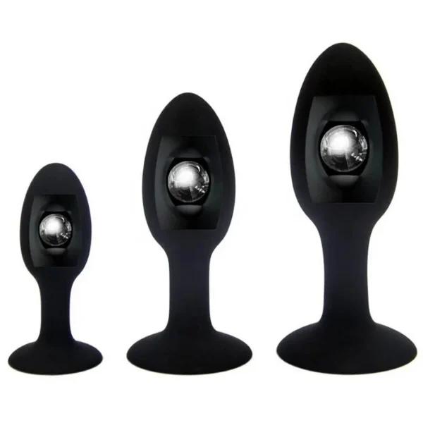 Silicone Jewelry Anal Plug Set 3 Sizes 100% Waterproof Sex Toys for Adults for Men and Women Cosplay