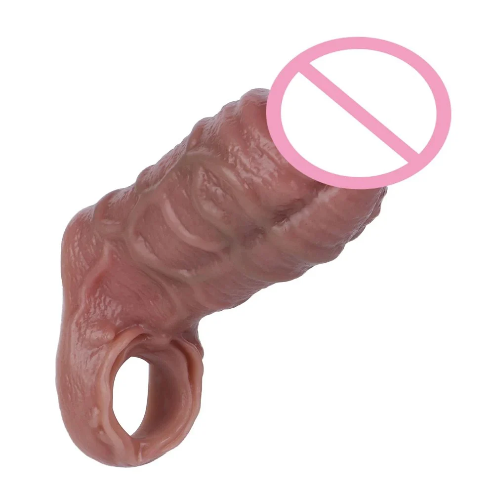 Reusable Silicone Penis Sleeve for Men Extension Enlarger Delay Ejaculation Ring with Elastic Fit