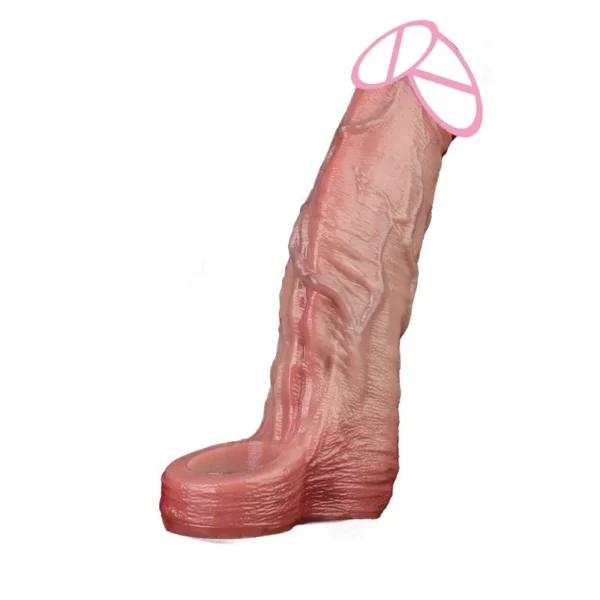 Plus Male Penis Enlarger with Simulated Skin Color Male Sex Toy Set 3D Precision Modeling Double Opening Design Penis Sleeve