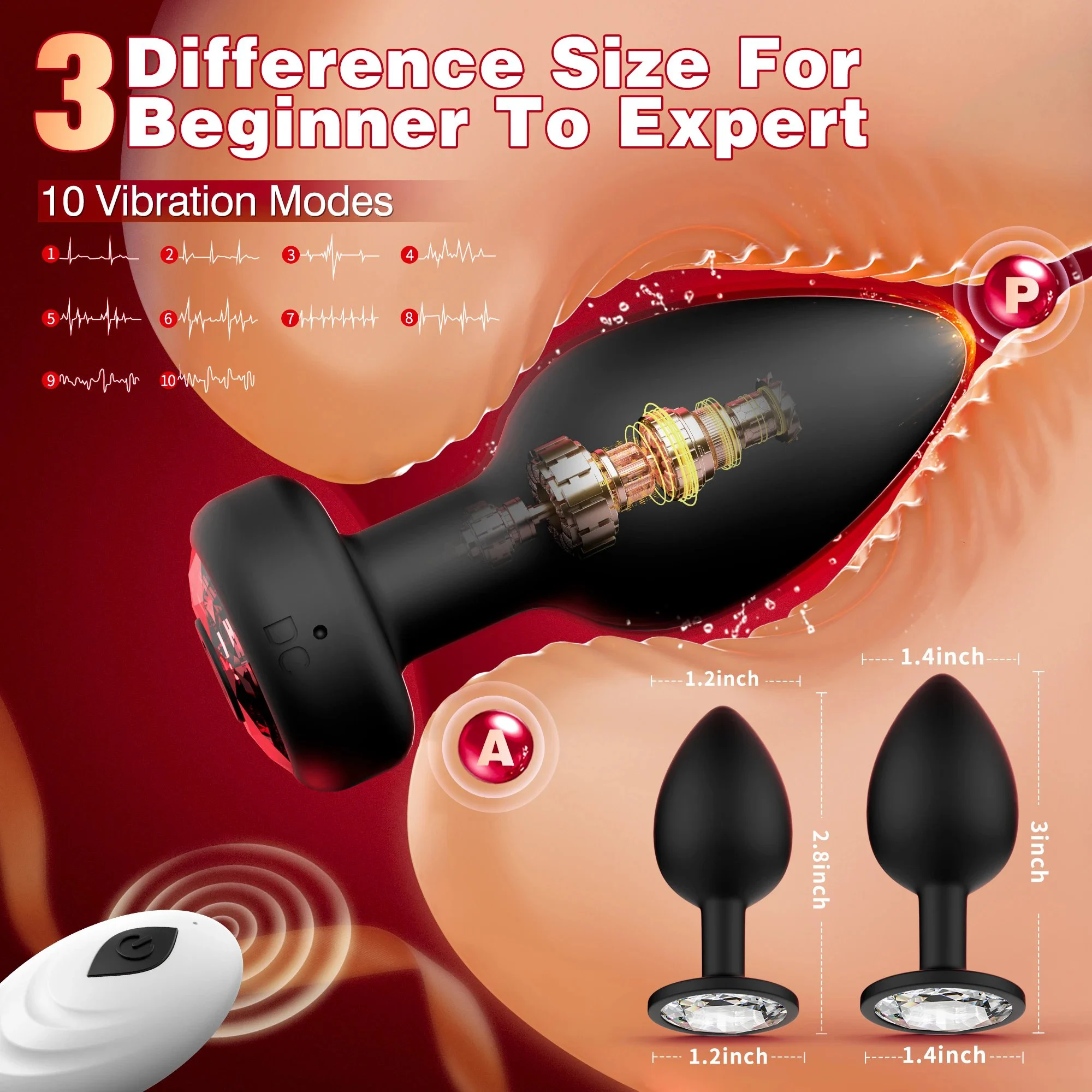Silicone Flexible Wireless Remote Control Butt Anal Plug Vibrator 10-Frequency Vibration for Men Women Unisex Adult Use