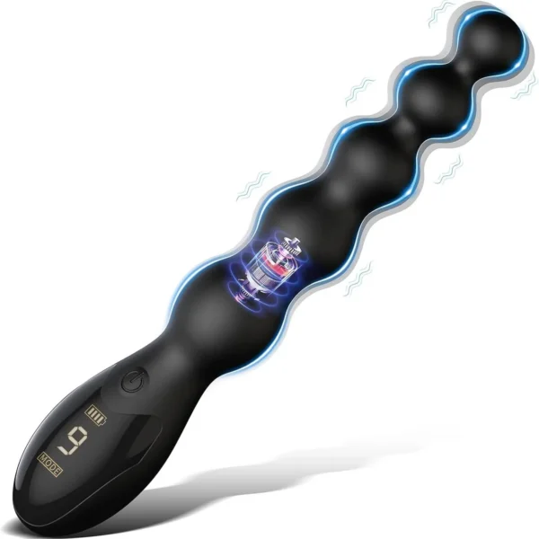 LCD Vibrates Anal Plug Flexible Stimulator Plug Anal Beads Massager Sex Toys for Men and Women Anal Vibrator