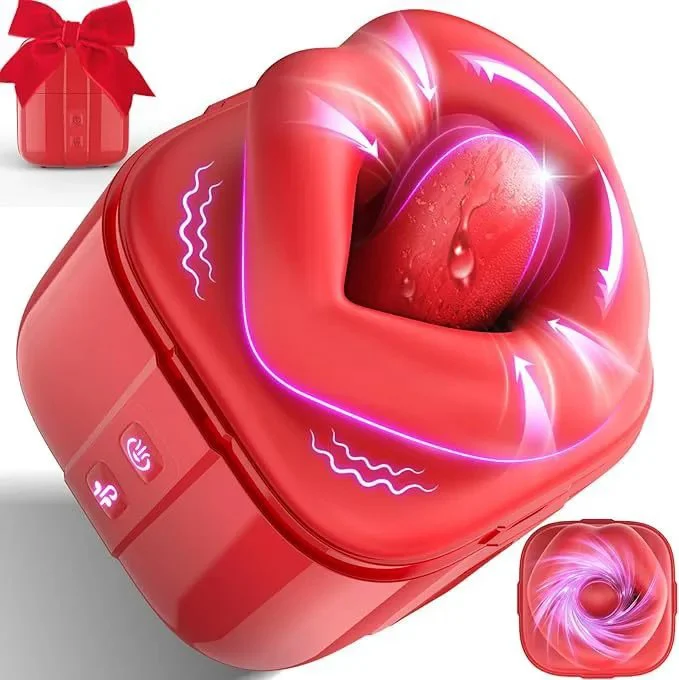 Secret Gift Box Liquid Silicone Sex Toys Big Mouth Tongue Licking Vibrator for Women