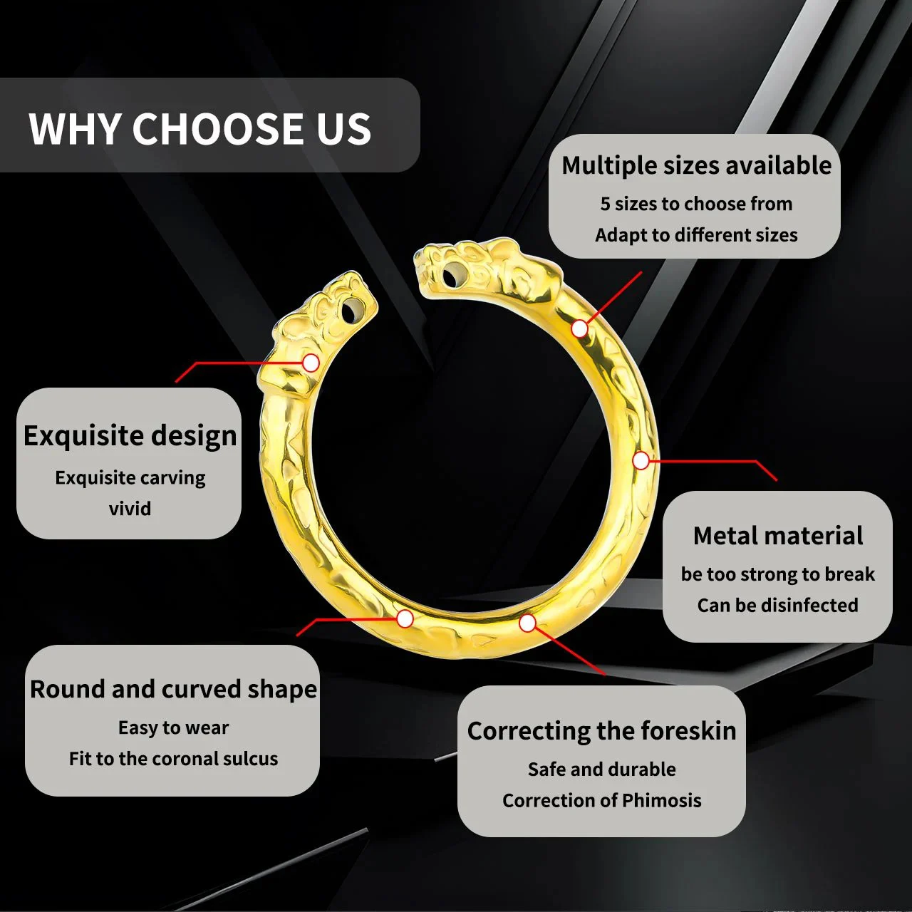 Tiger Texture Resistance Foreskin Blocking Penis Ring Men's Sex Tools Man Exercise Desensitization Lock Cage Cock Ring