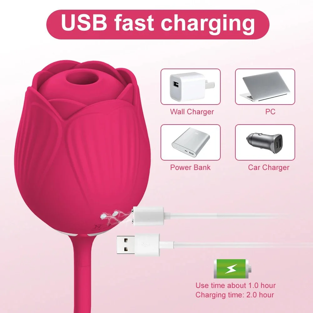 Rose Retractable Sucking Vibrating Jumping Egg Female Masturbation Sex Toys