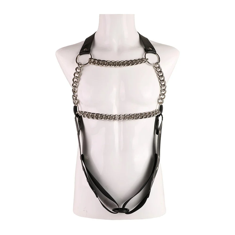 Adult Sex Toys with Soft Leather and Metal Chain Toys for Men Flirting Adult Toy Leather Chains to Restrain the Body