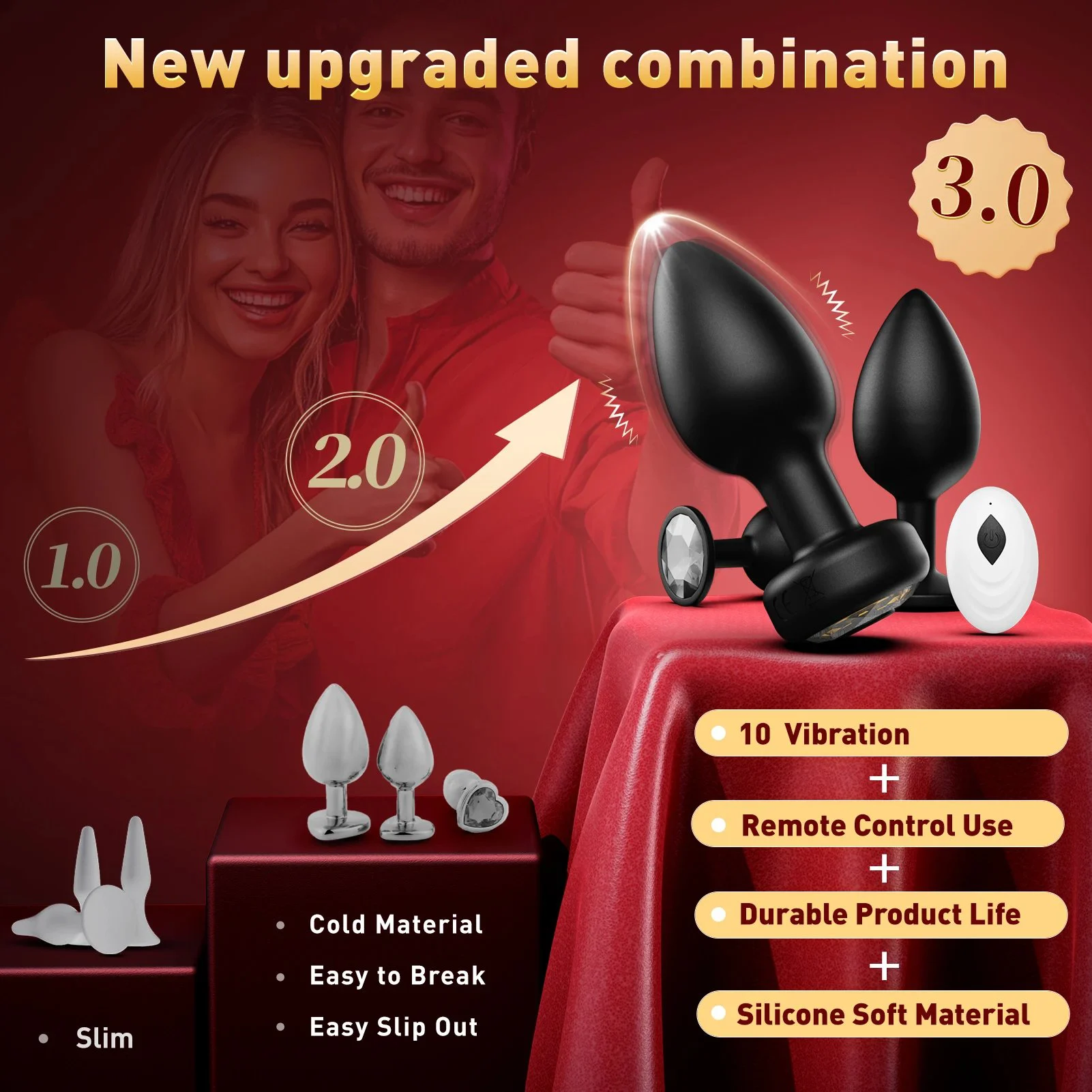Silicone Flexible Wireless Remote Control Butt Anal Plug Vibrator 10-Frequency Vibration for Men Women Unisex Adult Use