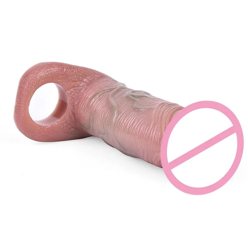 Realistic Penis Sleeve Cock Sleeve with Cock Ring,Penis Extender, Soft Silicone Penis Enlarger for Enlarge Prolong Pleasure