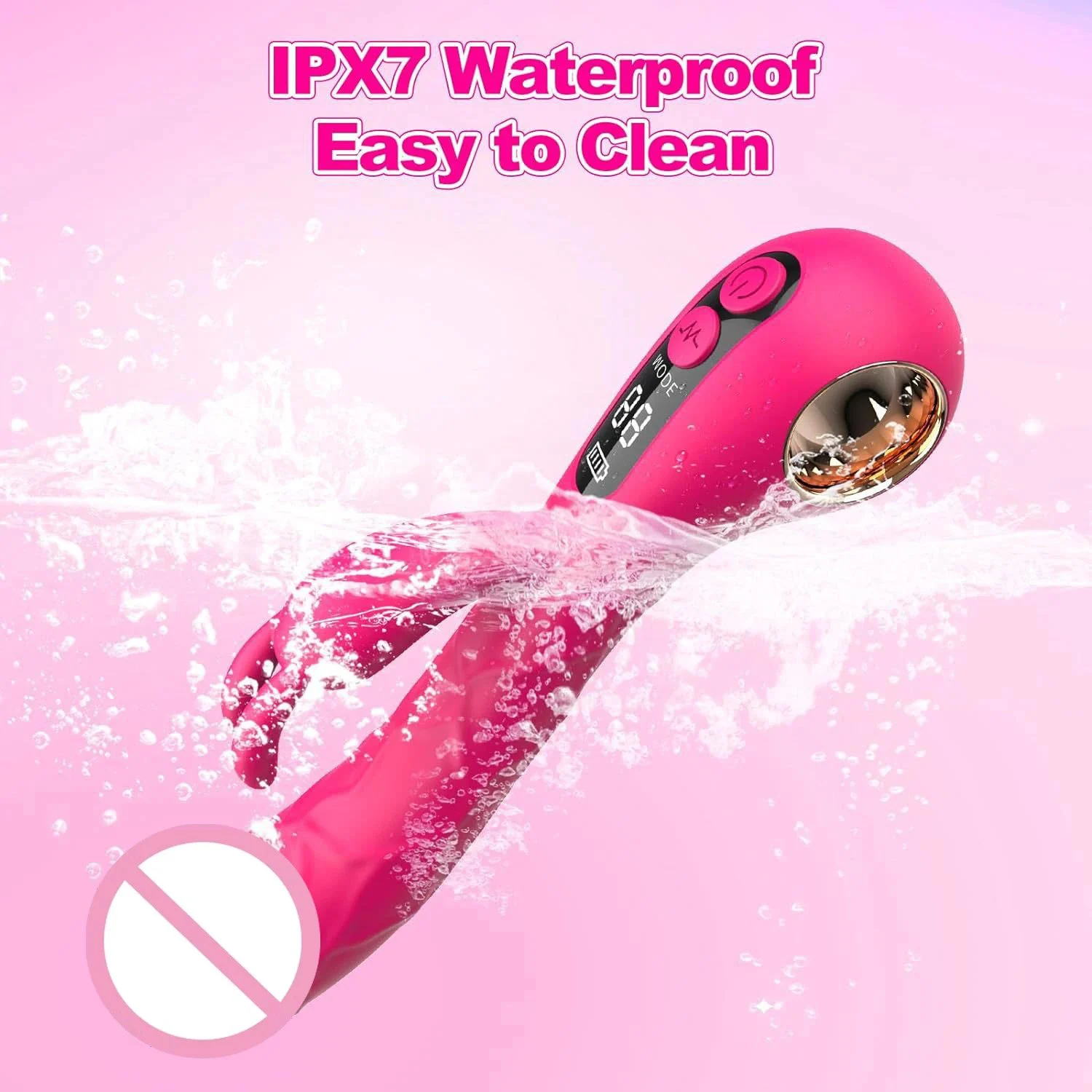 Double Rechargeable Silicone Dildo for Women with G-Spot and Clitoris Massage Vaginal Vibrator Rabbit Vibrator for Women