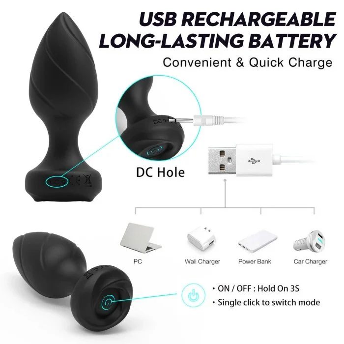 New Vibrating Butt Plug Rechargeable Anal Vibrator With Remote Control 10 Vibration Modes Waterproof Anal Sex Toys for Men