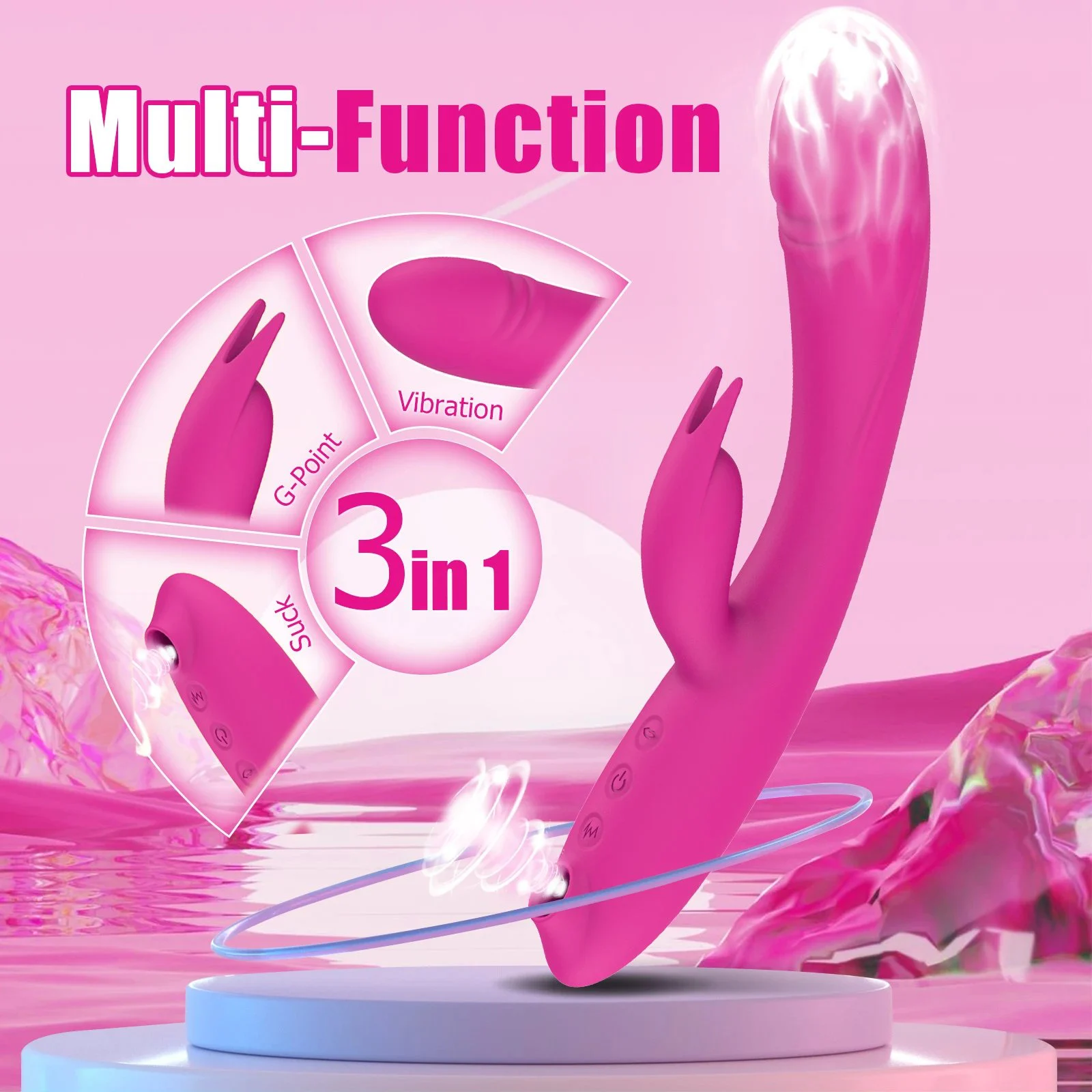 Dual Motor Heating Adult Vibrator Rechargeable APP Control Rabbit with Tongue Licking Feature for G-Spot & Clitoral Pleasure